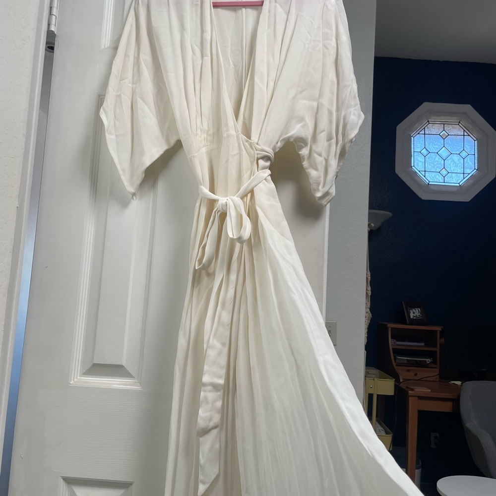 Reformation Cream Wrap Dress